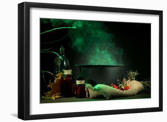 Scary Halloween Laboratory on Dark Color Background-Yastremska-Framed Photographic Print