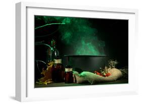 Scary Halloween Laboratory on Dark Color Background-Yastremska-Framed Photographic Print