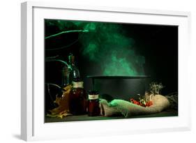 Scary Halloween Laboratory on Dark Color Background-Yastremska-Framed Photographic Print