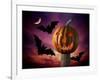 Scary Pumpkin and Bats-Matthias Kulka-Framed Giclee Print