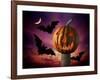 Scary Pumpkin and Bats-Matthias Kulka-Framed Giclee Print