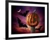 Scary Pumpkin and Bats-Matthias Kulka-Framed Giclee Print