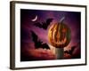 Scary Pumpkin and Bats-Matthias Kulka-Framed Giclee Print