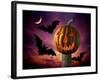 Scary Pumpkin and Bats-Matthias Kulka-Framed Giclee Print