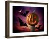 Scary Pumpkin and Bats-Matthias Kulka-Framed Giclee Print