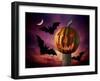 Scary Pumpkin and Bats-Matthias Kulka-Framed Giclee Print