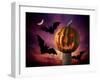 Scary Pumpkin and Bats-Matthias Kulka-Framed Giclee Print
