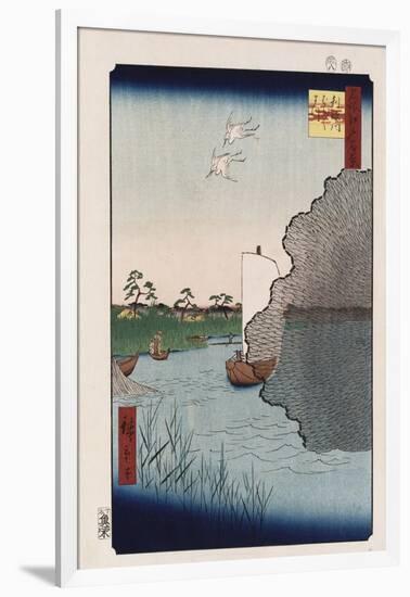 Scattered Pine Along Tone River', from the Series 'One Hundred Views of Famous Places in Edo'-Utagawa Hiroshige-Framed Giclee Print