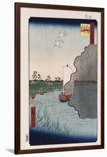 Scattered Pine Along Tone River', from the Series 'One Hundred Views of Famous Places in Edo'-Utagawa Hiroshige-Framed Giclee Print