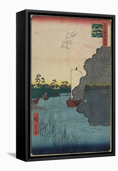 Scattered Pines Along Tone River, August 1856-Utagawa Hiroshige-Framed Stretched Canvas