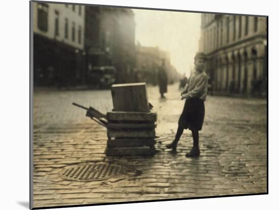 Scavenger Toting Wood, Fall River, Massachusetts, c.1916-Lewis Wickes Hine-Mounted Photo