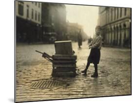 Scavenger Toting Wood, Fall River, Massachusetts, c.1916-Lewis Wickes Hine-Mounted Photo