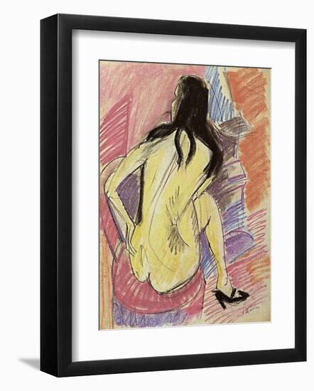 Sceated Nude from the Back-Ernst Ludwig Kirchner-Framed Art Print