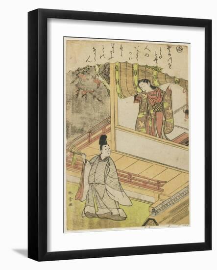 Scene 4 : Court Lady Talking to a Courtier on a Veranda, Late 18th Century-Katsukawa Shunsho-Framed Giclee Print
