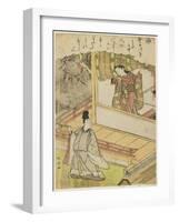 Scene 4 : Court Lady Talking to a Courtier on a Veranda, Late 18th Century-Katsukawa Shunsho-Framed Giclee Print