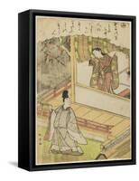 Scene 4 : Court Lady Talking to a Courtier on a Veranda, Late 18th Century-Katsukawa Shunsho-Framed Stretched Canvas