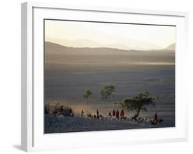 Scene at a Maasai Manyatta, or Homestead, at Dawn in an Arid Part of Northern Tanzania-Nigel Pavitt-Framed Photographic Print