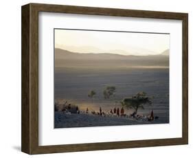 Scene at a Maasai Manyatta, or Homestead, at Dawn in an Arid Part of Northern Tanzania-Nigel Pavitt-Framed Photographic Print