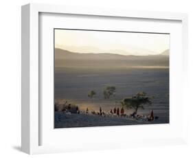 Scene at a Maasai Manyatta, or Homestead, at Dawn in an Arid Part of Northern Tanzania-Nigel Pavitt-Framed Photographic Print