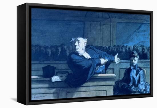 Scene at a Tribunal-Honore Daumier-Framed Stretched Canvas