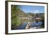 Scene at Black Dragon Pool (Heilongtan) with Boat Carrying Wicker Baskets-Andreas Brandl-Framed Photographic Print