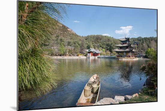 Scene at Black Dragon Pool (Heilongtan) with Boat Carrying Wicker Baskets-Andreas Brandl-Mounted Photographic Print