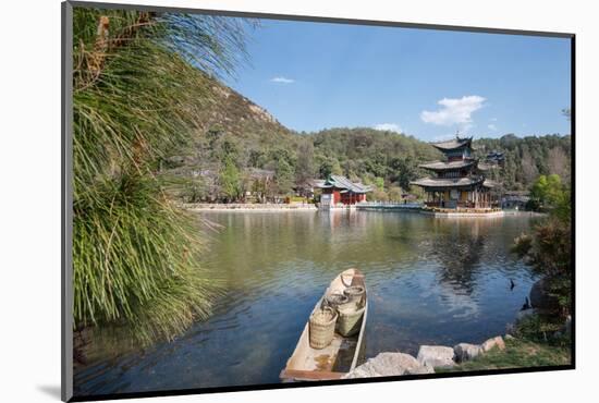 Scene at Black Dragon Pool (Heilongtan) with Boat Carrying Wicker Baskets-Andreas Brandl-Mounted Photographic Print