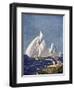 Scene at Cowes Regatta, Sailing Ships Fly Past as the Wind Fills Their Billowing White Sails-T. Friedenson-Framed Photographic Print