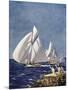 Scene at Cowes Regatta, Sailing Ships Fly Past as the Wind Fills Their Billowing White Sails-T. Friedenson-Mounted Photographic Print