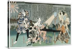 Scene at Kabuki Theatre, 19th Century-null-Stretched Canvas