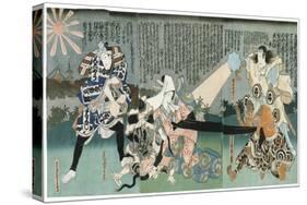 Scene at Kabuki Theatre, 19th Century-null-Stretched Canvas