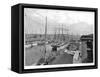 Scene at Liverpool Docks Showing Sailing Ships and Salthouse-null-Framed Stretched Canvas