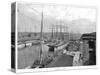 Scene at Liverpool Docks Showing Sailing Ships and Salthouse-null-Stretched Canvas