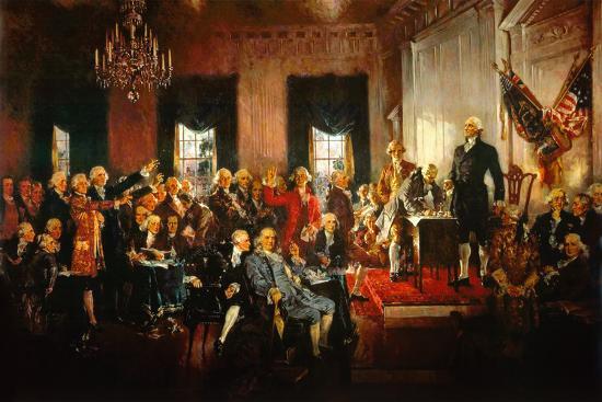 Scene at the Signing of the Constitution-Howard Chandler Christy-Lamina Framed Poster