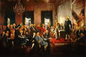 Scene at the Signing of the Constitution-Howard Chandler Christy-Lamina Framed Poster