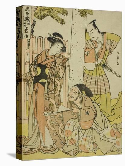 Scene at the Tsurugaoka Hachiman Shrine, from Act One of Chushingura, C. Late 1770S-Katsukawa Shunsho-Stretched Canvas