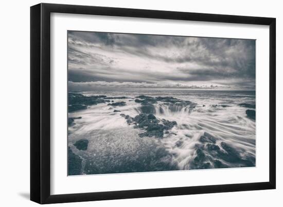 Scene at Thor's Well, Black and White, Oregon Coast-Vincent James-Framed Photographic Print