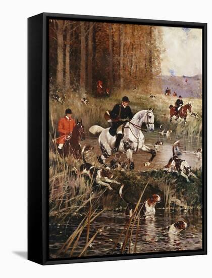 Scene De Chasse a Cour-Rene Princeteau-Framed Stretched Canvas