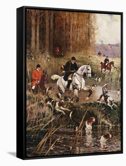 Scene De Chasse a Cour-Rene Princeteau-Framed Stretched Canvas