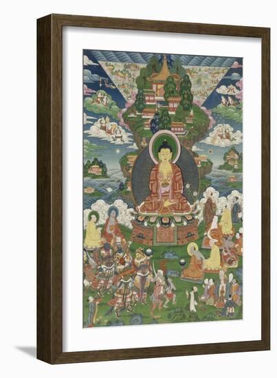 Scène de la vie de Buddha : le grand miracle de Svaravati-null-Framed Giclee Print