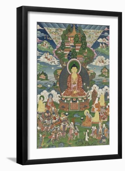 Scène de la vie de Buddha : le grand miracle de Svaravati-null-Framed Giclee Print