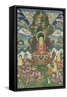Scène de la vie de Buddha : le grand miracle de Svaravati-null-Framed Stretched Canvas