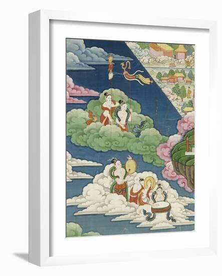 Scène de la vie de Buddha : le grand miracle de Svaravati-null-Framed Giclee Print