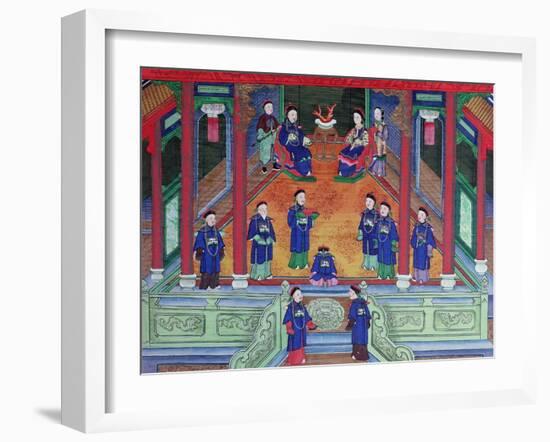 Scene Depicting a Chinese Imperial Official at Home Seated with His Wife-null-Framed Giclee Print