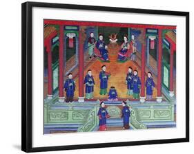 Scene Depicting a Chinese Imperial Official at Home Seated with His Wife-null-Framed Giclee Print