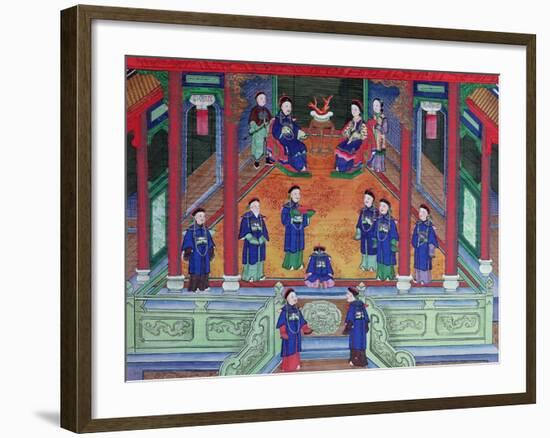 Scene Depicting a Chinese Imperial Official at Home Seated with His Wife-null-Framed Giclee Print