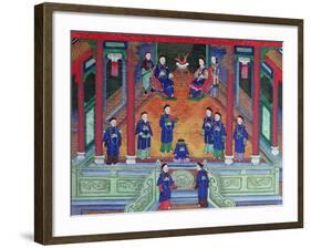 Scene Depicting a Chinese Imperial Official at Home Seated with His Wife-null-Framed Giclee Print