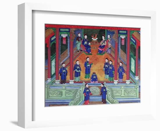 Scene Depicting a Chinese Imperial Official at Home Seated with His Wife-null-Framed Giclee Print