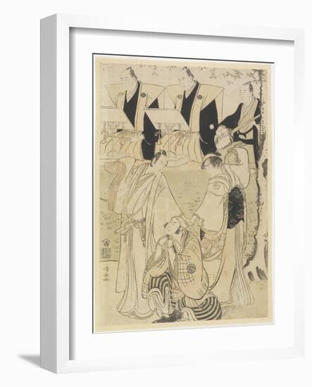 (Scene from a Kabuki Play with Musicians and Three Actors), 1781-1789-Torii Kiyonaga-Framed Giclee Print