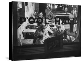 Scene from a Small Town Pool Hall, with People Just Hanging Out and Relaxing-Loomis Dean-Stretched Canvas